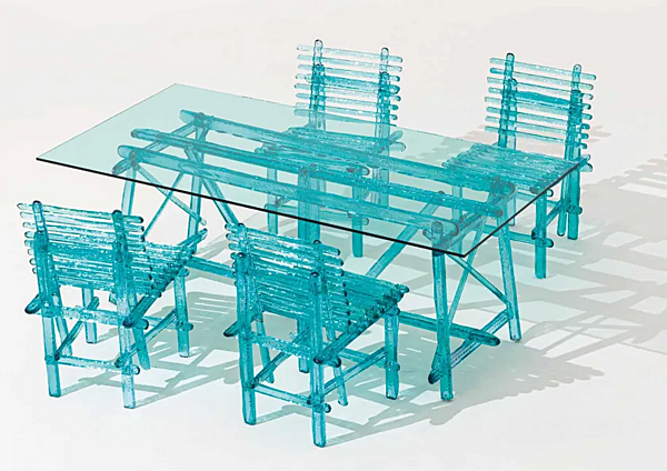 Table rectangulaire en polycarbonate d'extérieur A Mare Edra AMR070T usine EDRA de l'Italie. Foto №2
