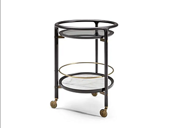 Chariot de service en bois et verre POLTRONA FRAU DUO usine POLTRONA FRAU de l'Italie