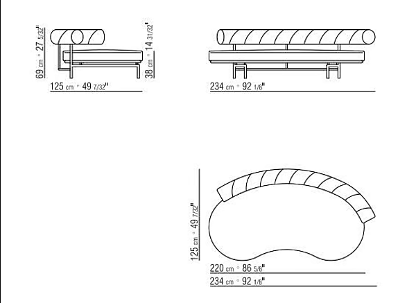 Canapé de jardin courbé en tissu FLEXFORM Supermax extérieur usine FLEXFORM de l'Italie. Foto №9