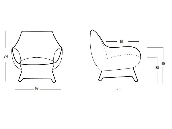 Fauteuil en tissu avec accoudoirs Egoitaliano Namy usine Egoitaliano de l'Italie. Foto №2