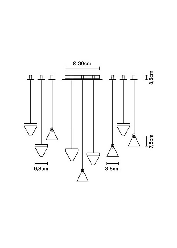 Suspension en cristal LED 9 spots Fabbian Tripla usine Fabbian de l'Italie. Foto №4