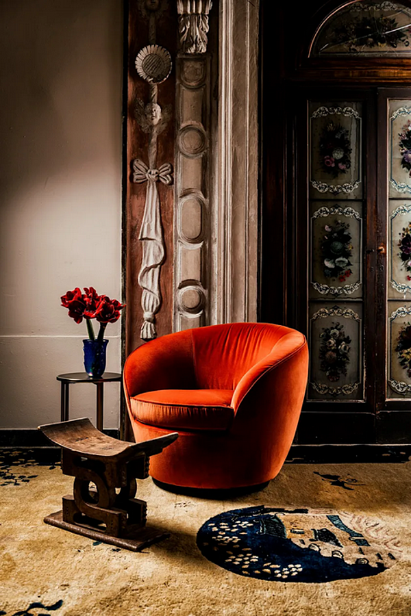 Fauteuil pivotant en tissu avec accoudoirs Giulia Black Tie GIU10SW usine Black Tie de l'Italie. Foto №3