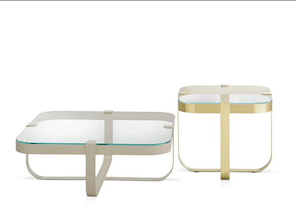 Table basse carrée en verre et fer collection Ring Saba usine SABA de l'Italie. Foto №2