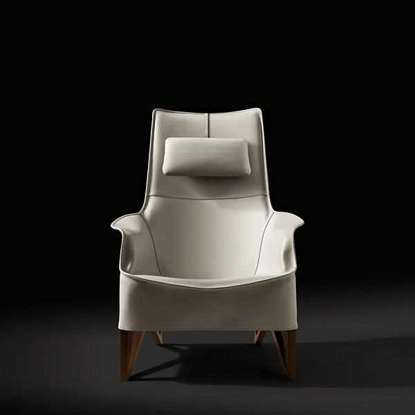 Fauteuil en cuir tanné avec repose-tête Mobius GIORGETTI usine GIORGETTI de l'Italie. Foto №2