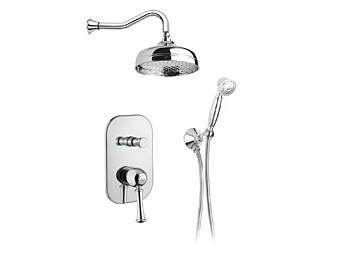 Ensemble de douche encastré en acier avec douchette et douche overhead Gaia Mobili Aston usine GAIA de l'Italie