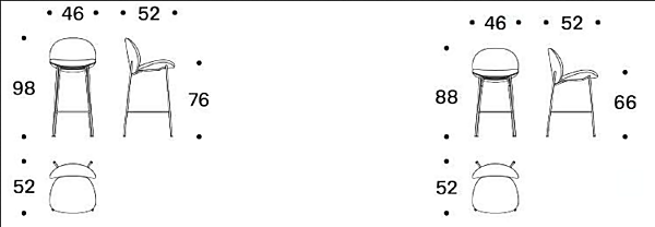 Tabouret en tissu haut avec dossier Ola Saba usine SABA de l'Italie. Foto №3
