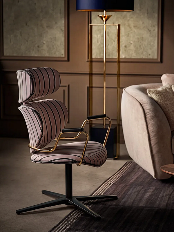 Chaise pivotante en tissu avec base à 4 branches Black Tie Asia ASI10SW usine Black Tie de l'Italie. Foto №2