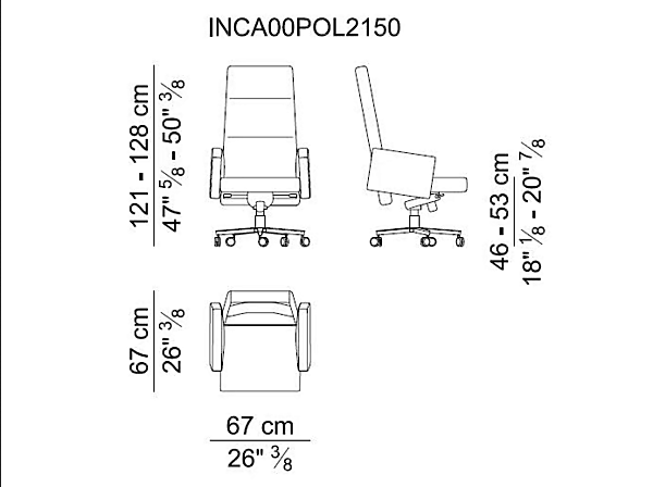 Chaise de direction en cuir avec dossier haut pivotant I 4 Mariani INCA usine i 4 Mariani de l'Italie. Foto №7