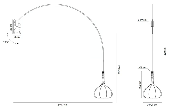 Lampe arc en aluminium LED Bul Bo XL AXOLIGHT usine Axolight de l'Italie. Foto №4