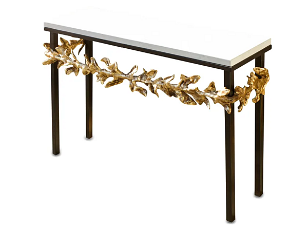 Table console rectangulaire en métal et chêne Abrissi 11083 usine ABRISSI de l'Italie. Foto №2