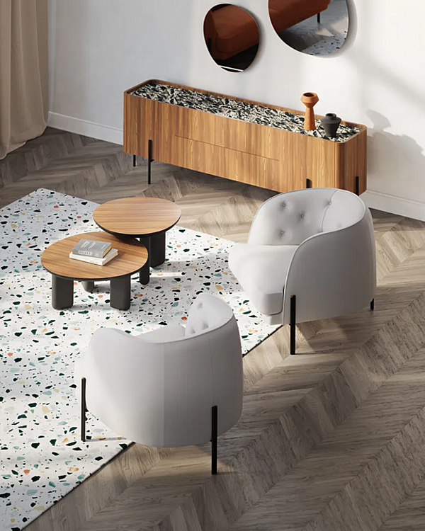 Fauteuil en cuir capitonné avec accoudoirs Liu Jo Living Collection Caillou CLC usine Liu Jo Living Collection de l'Italie. Foto №7