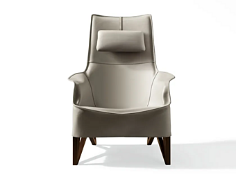 Fauteuil en cuir tanné avec repose-tête Mobius GIORGETTI