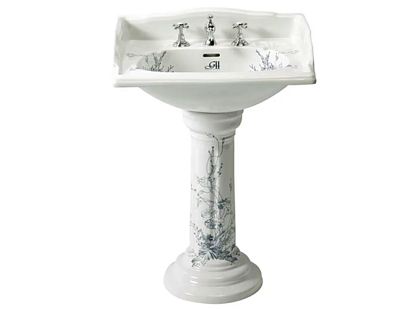 Lavabo sur pied en porcelaine bleu victorien Gentry Home usine Gentry Home de l'Italie. Foto №1