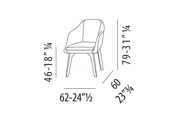 Fauteuil avec accoudoirs en tissu ou cuir VIBIEFFE 430 OPERA usine VIBIEFFE de l'Italie. Foto №8