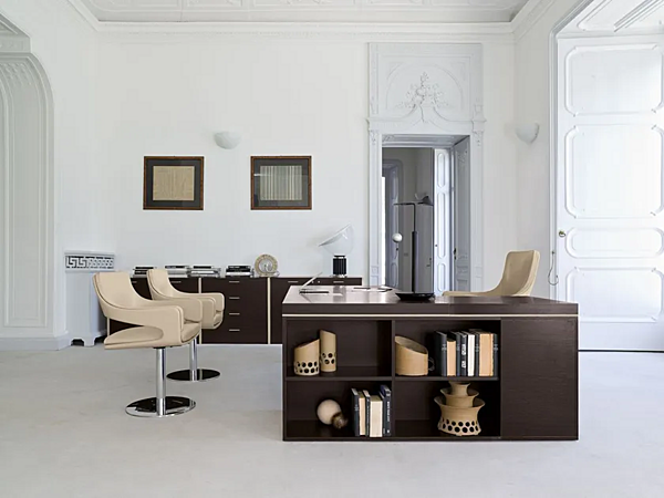 Bureau exécutif en bois en forme de L avec tiroirs I 4 Mariani Blade usine i 4 Mariani de l'Italie. Foto №11
