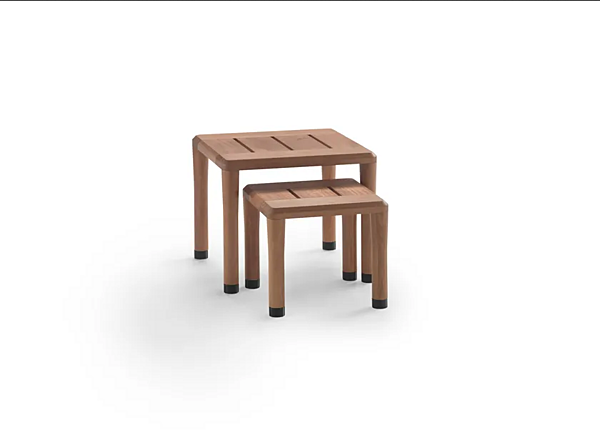 Table d'appoint carrée en iroko extérieur FLEXFORM collection KOBO usine FLEXFORM de l'Italie. Foto №3