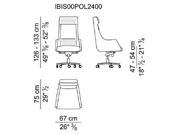 Chaise de direction pivotante en cuir avec dossier haut IBIS I 4 Mariani usine i 4 Mariani de l'Italie. Foto №5