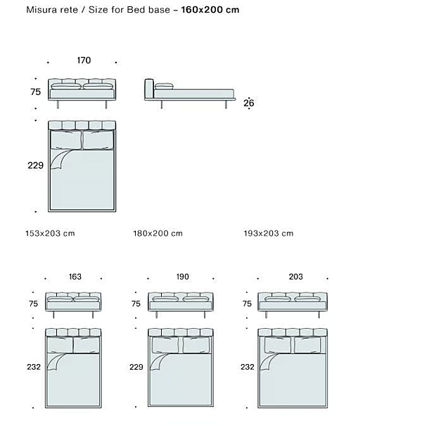 Lit double en tissu avec tête de lit rembourrée Pixel Air Saba usine SABA de l'Italie. Foto №6