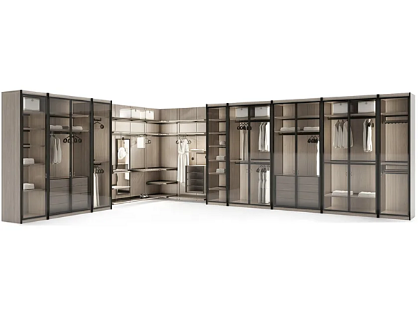 Garde-robe d'angle en frêne avec éclairage intégré GIORGETTI Miyabi usine GIORGETTI de l'Italie. Foto №2