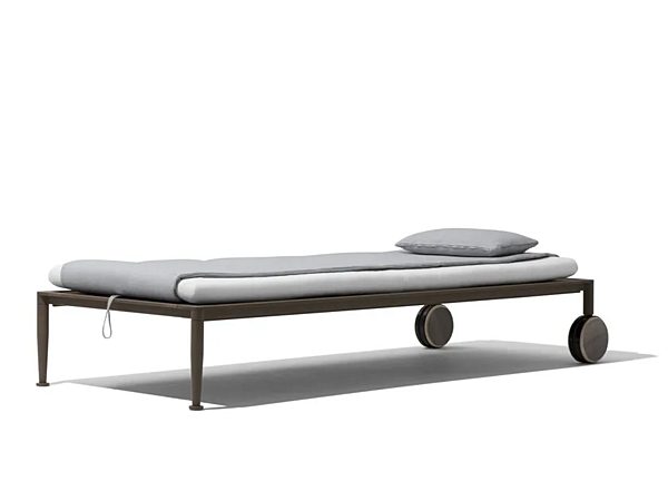 Transat inclinable avec roulettes en teck GIORGETTI GEa 87060 + 87061 usine GIORGETTI de l'Italie. Foto №2