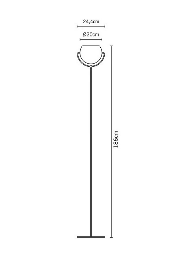 Lampadaire réglable en chrome blanc Fabbian Beluga usine Fabbian de l'Italie. Foto №3