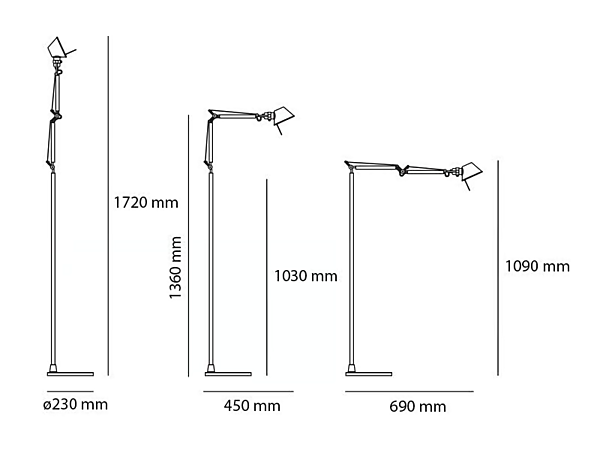 Lampe sur pied en aluminium réglable Artemide Tolomeo Micro A010900, A0103W00, A010300 usine Artemide de l'Italie. Foto №3