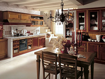 Cuisine en bois cerisier Linear Newport IL Canto del Fuoco Rossa Martini Interiors usine MARTINI INTERIORS de l'Italie