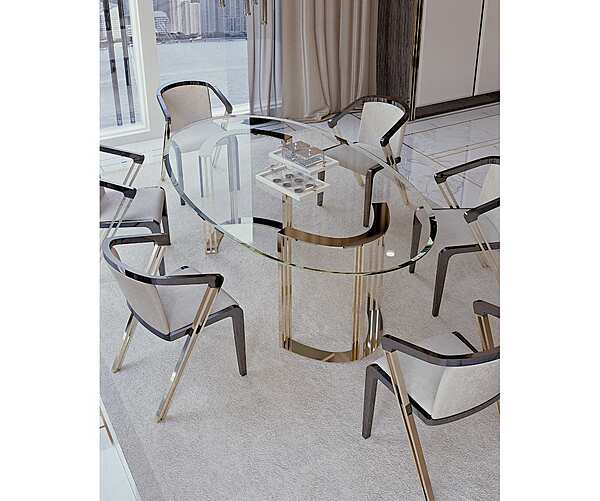 Table à manger ovale en verre Symphony Infinity Bizzotto Italia usine Bizzotto Italia de l'Italie. Foto №4