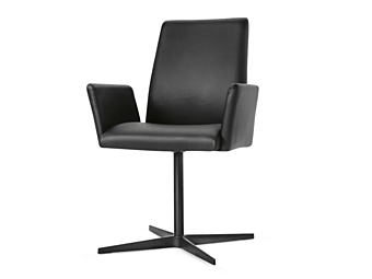 Chaise en cuir avec accoudoirs et base à 4 branches Eforma Ekta 4 Ways usine Eforma de l'Italie
