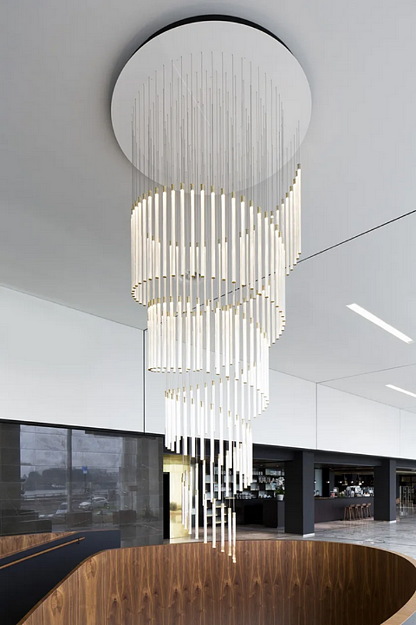 Suspension en verre borosilicaté multispot Fabbian Tooby usine Fabbian de l'Italie. Foto №10