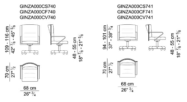 Chaise de direction en cuir pivotante avec accoudoirs Ginza I 4 Mariani usine i 4 Mariani de l'Italie. Foto №8
