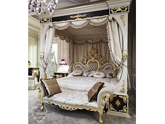 Lit double à baldaquin en bois Modenese Luxury Interiors 15201 Lit double à baldaquin en bois Modenese Luxury Interiors 15201 usine MODENESE GASTONE de l'Italie