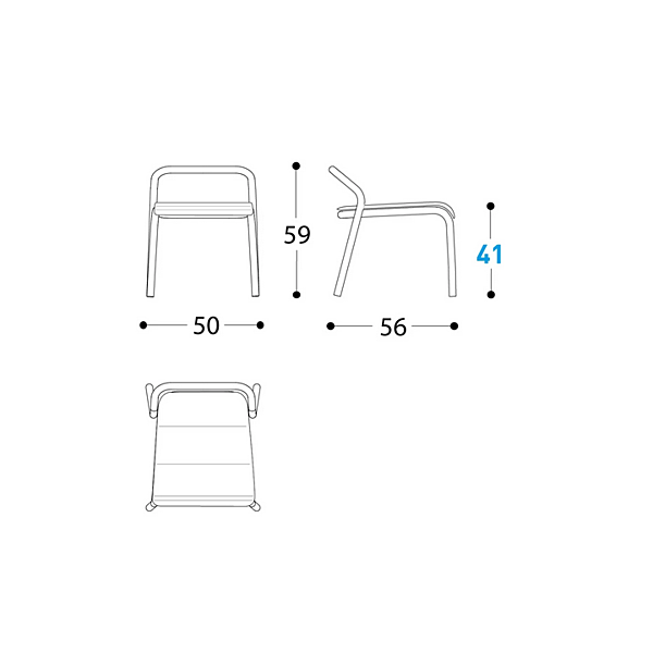 Chaise de jardin empilable en aluminium avec dossier ouvert NOSS VARASCHIN 24500/L, 24501/L, 24502/L, 24503/L usine VARASCHIN de l'Italie. Foto №19