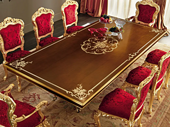 Table à manger rectangulaire en bois massif Modenese Luxury Interiors 11118 Table à manger rectangulaire en bois massif Modenese Luxury Interiors 11118 usine MODENESE GASTONE de l'Italie