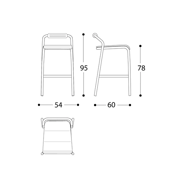 Tabouret de jardin haut empilable en aluminium Noss VARASCHIN 24550/B, 24551/B, 24552/B, 24553/B usine VARASCHIN de l'Italie. Foto №13