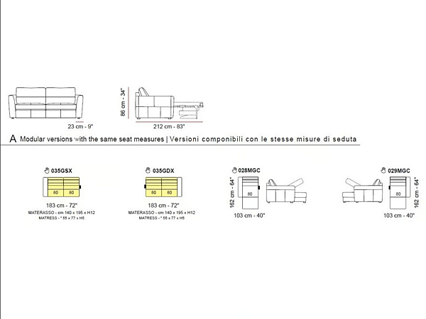Canapé d'angle convertible en tissu Amalfi Marinelli Home M1270 usine Marinelli Home de l'Italie. Foto №4