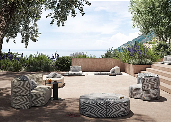 Fauteuil de jardin rembourré en tissu avec accoudoirs Liu Jo Living Collection Soft Island SFO usine Liu Jo Living Collection de l'Italie. Foto №9