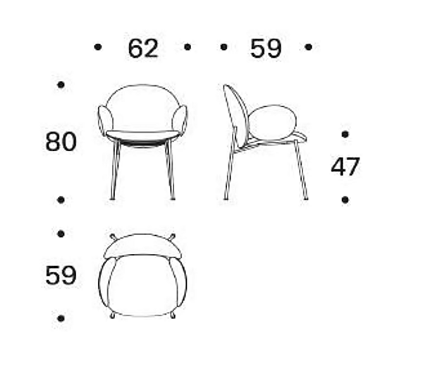 Fauteuil en tissu rembourré avec accoudoirs Saba Ola usine SABA de l'Italie. Foto №5