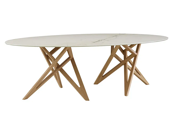 Table à manger ovale en grès porcelaine effet marbre Ennea LIGNE ROSET 0M50FT5C-0M50FT5S usine LIGNE ROSET de l'Italie. Foto №2