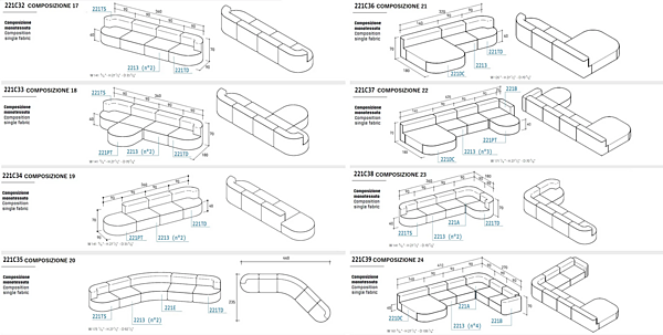 Canapé modulaire en tissu extérieur avec dossier rembourré VARASCHIN BELT usine VARASCHIN de l'Italie. Foto №22