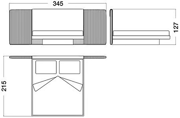 Lit double en cuir et bois avec dosseret rembourré CPRN HOMOOD COCOON C300, C301, C302 usine CPRN HOMOOD de l'Italie. Foto №6