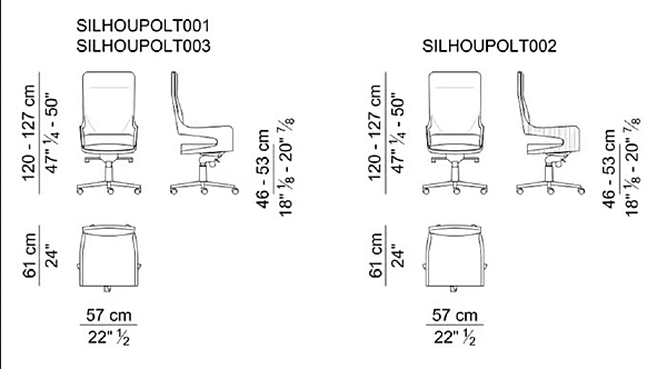 Chaise de direction en cuir à dossier haut Silhouette i 4 Mariani usine i 4 Mariani de l'Italie. Foto №3