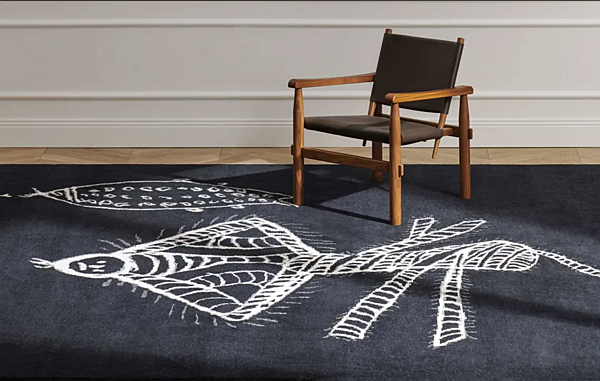 Tapis rectangulaire fait main en motif graffiti CASSINA usine CASSINA de l'Italie. Foto №5