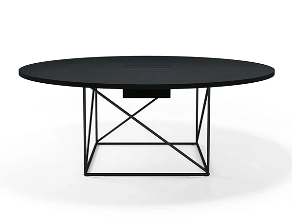 Table de réunion ronde en acier et bois CASSINA LC15 1958 015 usine CASSINA de l'Italie. Foto №1