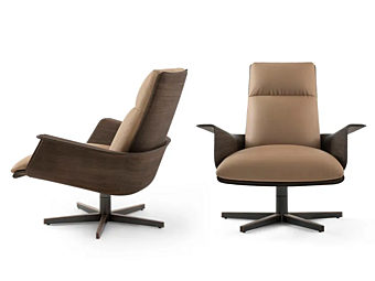 Fauteuil pivotant en cuir avec accoudoirs GIORGETTI CLORI
