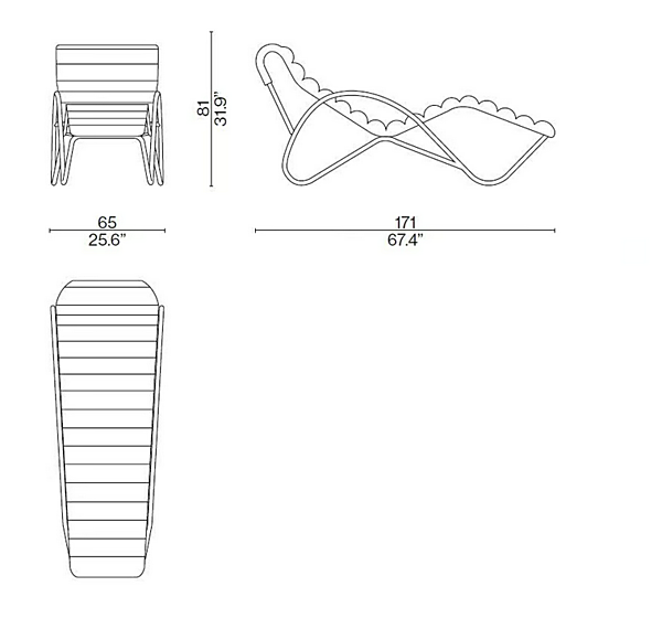 Chaise longue en tissu avec housse amovible CASSINA Indochine usine CASSINA de l'Italie. Foto №4