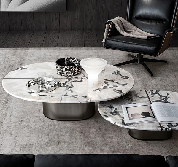 Table basse ovale en marbre pour salon Giotto I 4 Mariani usine i 4 Mariani de l'Italie. Foto №4