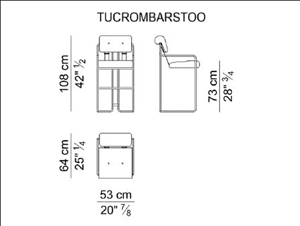 Tabouret en cuir avec accoudoirs Tucroma i 4 Mariani usine i 4 Mariani de l'Italie. Foto №4