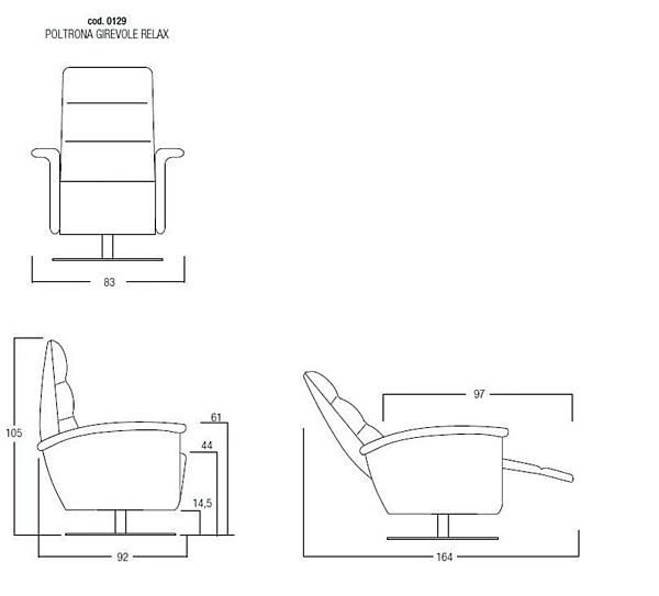 Fauteuil en cuir relaxant avec accoudoirs Egoitaliano Kelly usine Egoitaliano de l'Italie. Foto №4