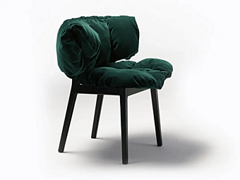 Fauteuil en velours bleu Edra  BLV010 usine EDRA de l'Italie